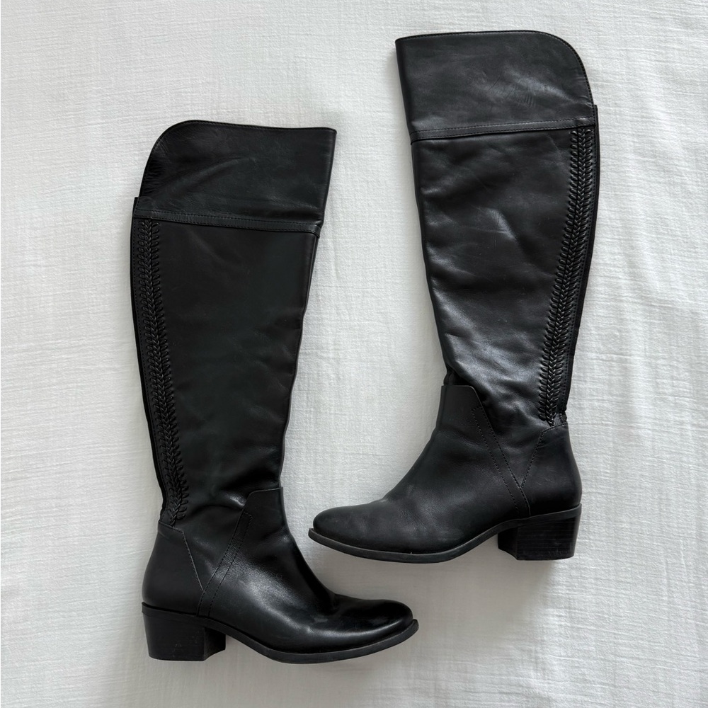 Vince Camuto Black Bendra Tall Leather Riding Boots